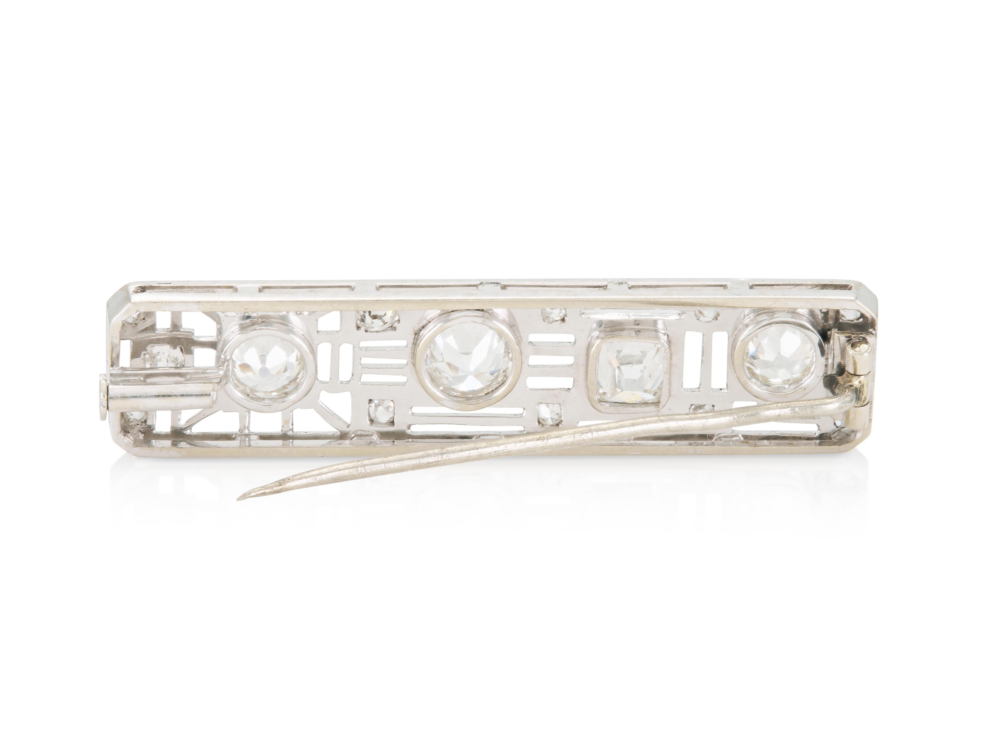 Épingle à barrette en diamant 3,80 carats Arte Antiques des années 1930 Bon état - En vente à New York, NY