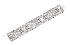 Antique Art Deco 1930s 39.50 Carat Old European Cut Diamond & Sapphire Bracelet