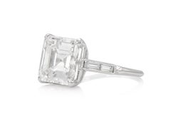 Antique Art Deco 1930s 4.00 Carat Square Emerald Cut Diamond Engagement Ring
