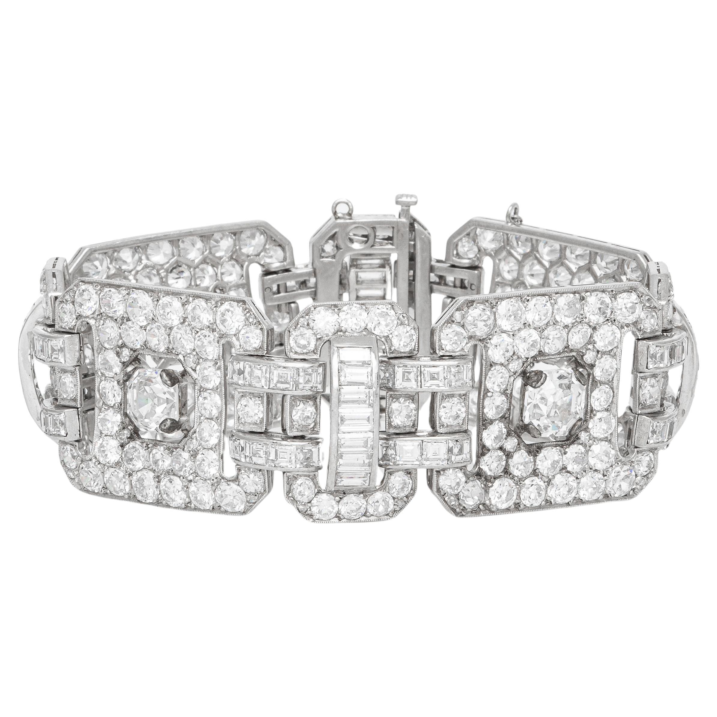 Antique Art Deco 1930s 41.65 Carat Diamond Bracelet
