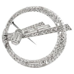 Broche circulaire Art déco des années 1930 avec diamants de 5,00 carats