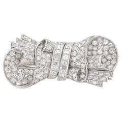 Antique Art Deco 1930s 5.00 Carat Diamond Double Clip Brooch