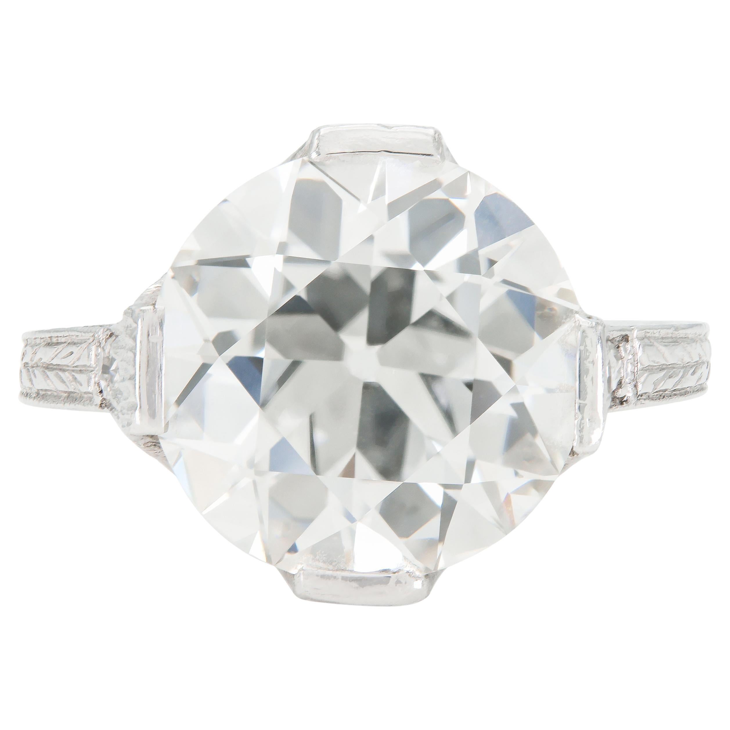 Antique Art Deco 1930s 5.15 Carat Old European Cut Diamond Engagement Ring