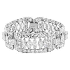 Bracelet ajouré Art déco des années 1930 avec diamants taille marquise de 52,00 carats