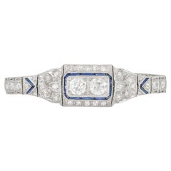 Antico bracciale a ventre in stile Art Deco 1930 da 6,00 carati con diamanti e zaffiri
