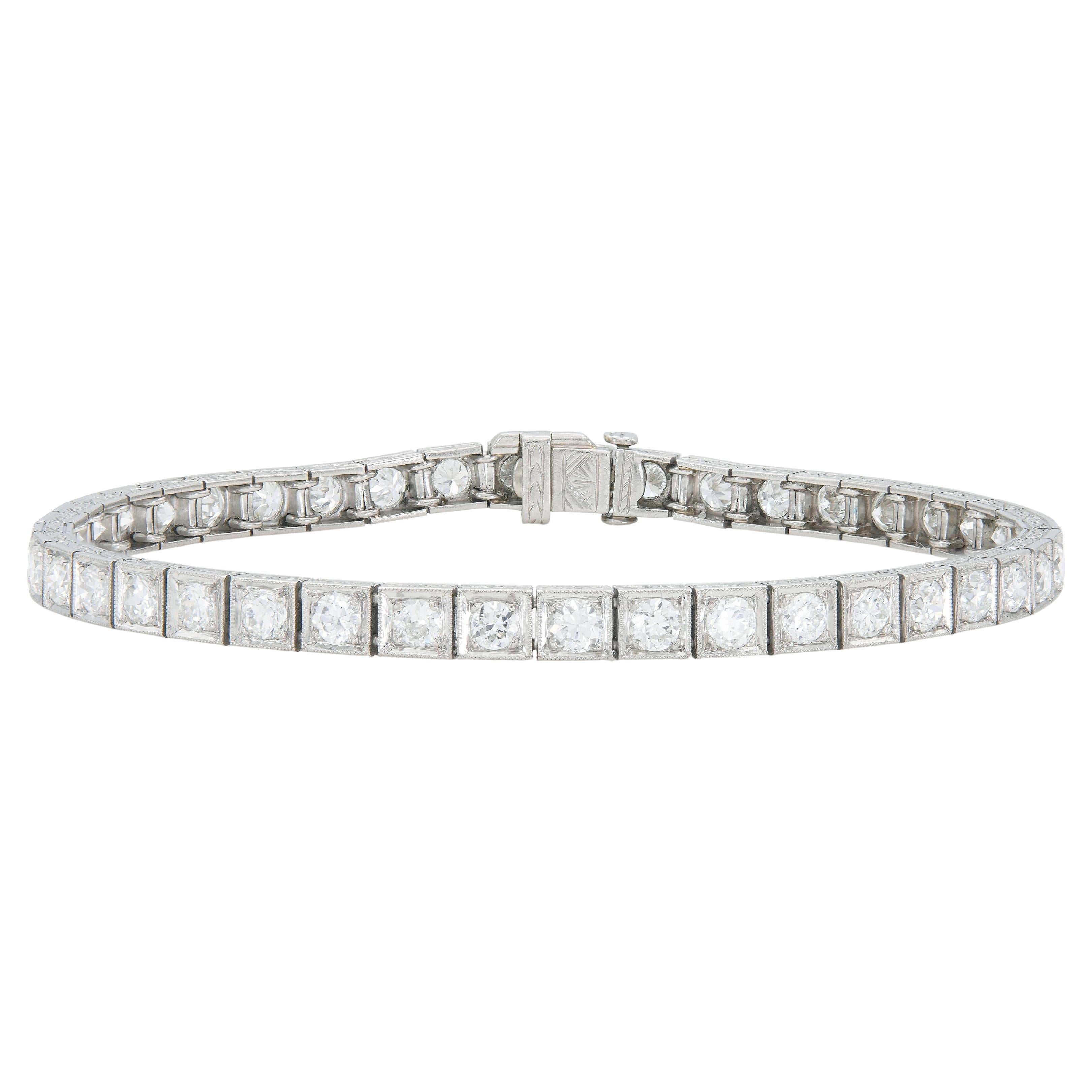 Antique Arte Antiques 1930s 6.30 Carat Diamond Line Bracelet