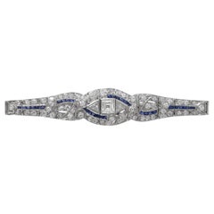 Antique Art Deco 1930s 7.00 Carat Diamond Bracelet with Sapphires