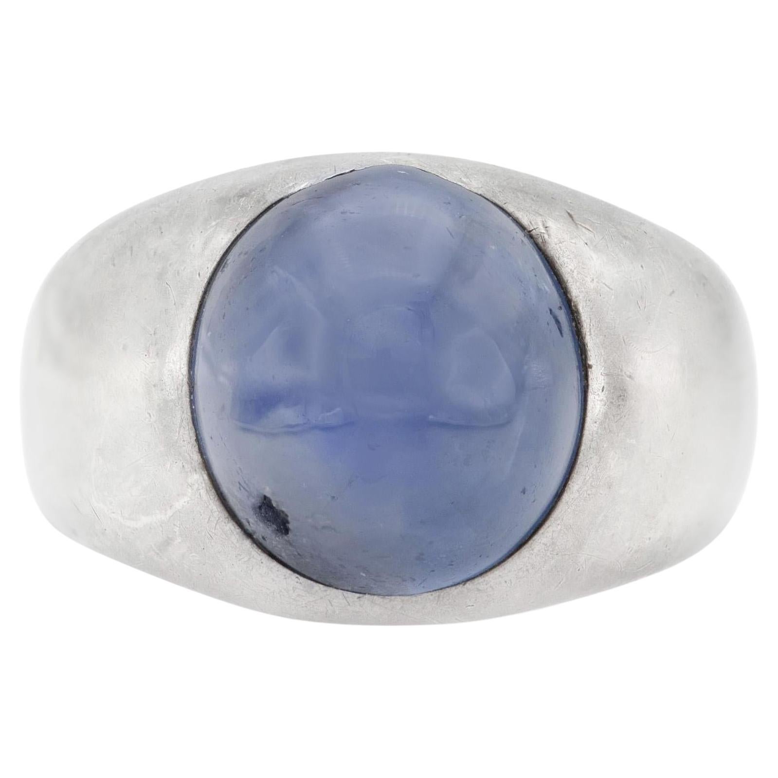 Antique Art Deco 1930s 8.00 Carat Cabochon Star Sapphire Men's Ring