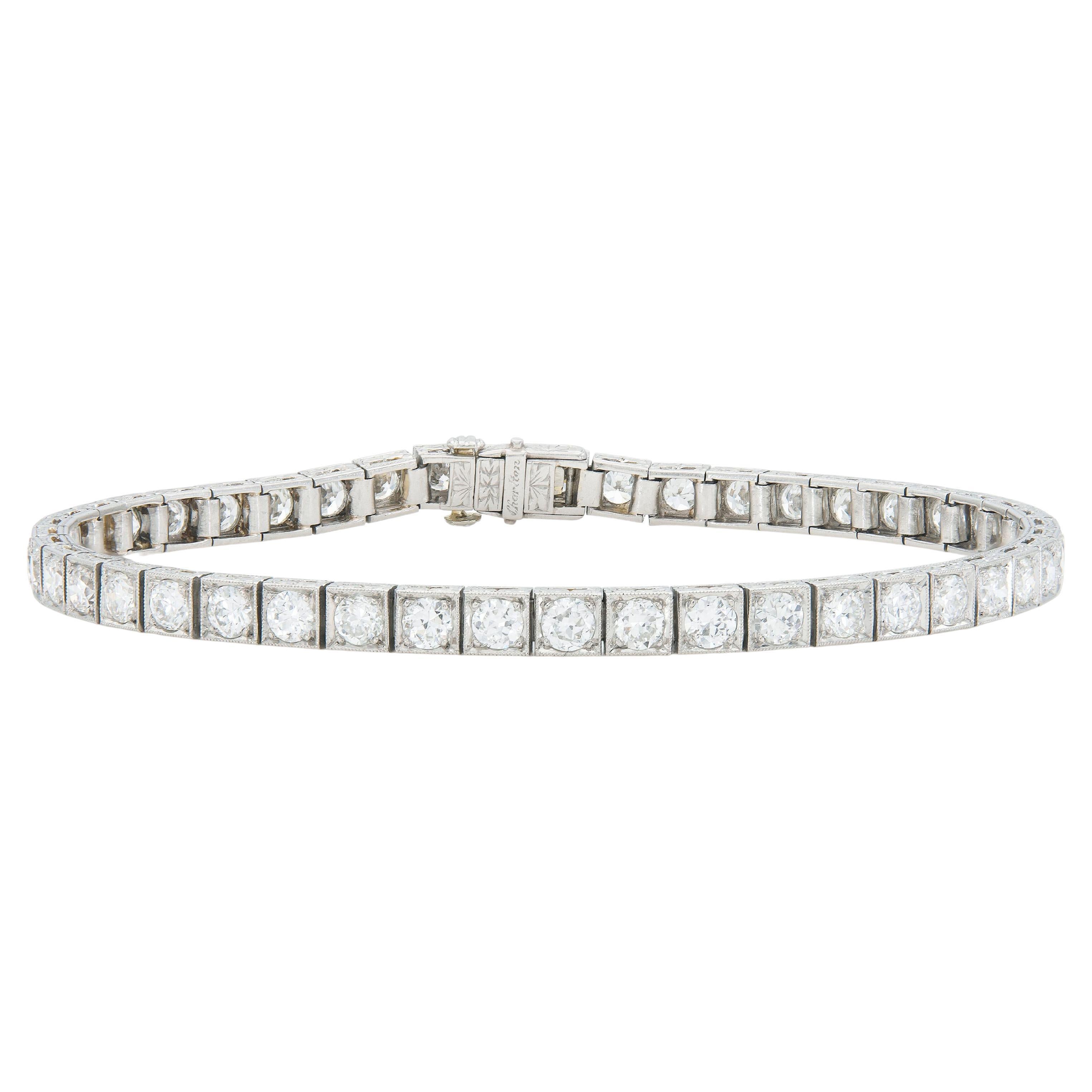 Antiguo Art Decó 1930 Pulsera Línea Diamante 8,00 Quilates