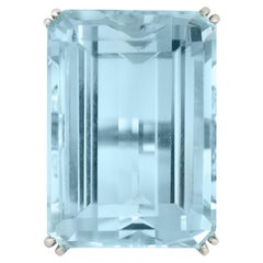 Bague cocktail Art déco des années 1930, aigue-marine de 80,00 carats et saphirs
