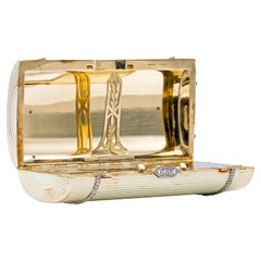 Antique Art Deco 1930s Cartier White Enamel Compact with Diamonds
