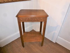 Antique Art Deco 1930s Carved French Walnut Bedside Side Sofa Occasional Table