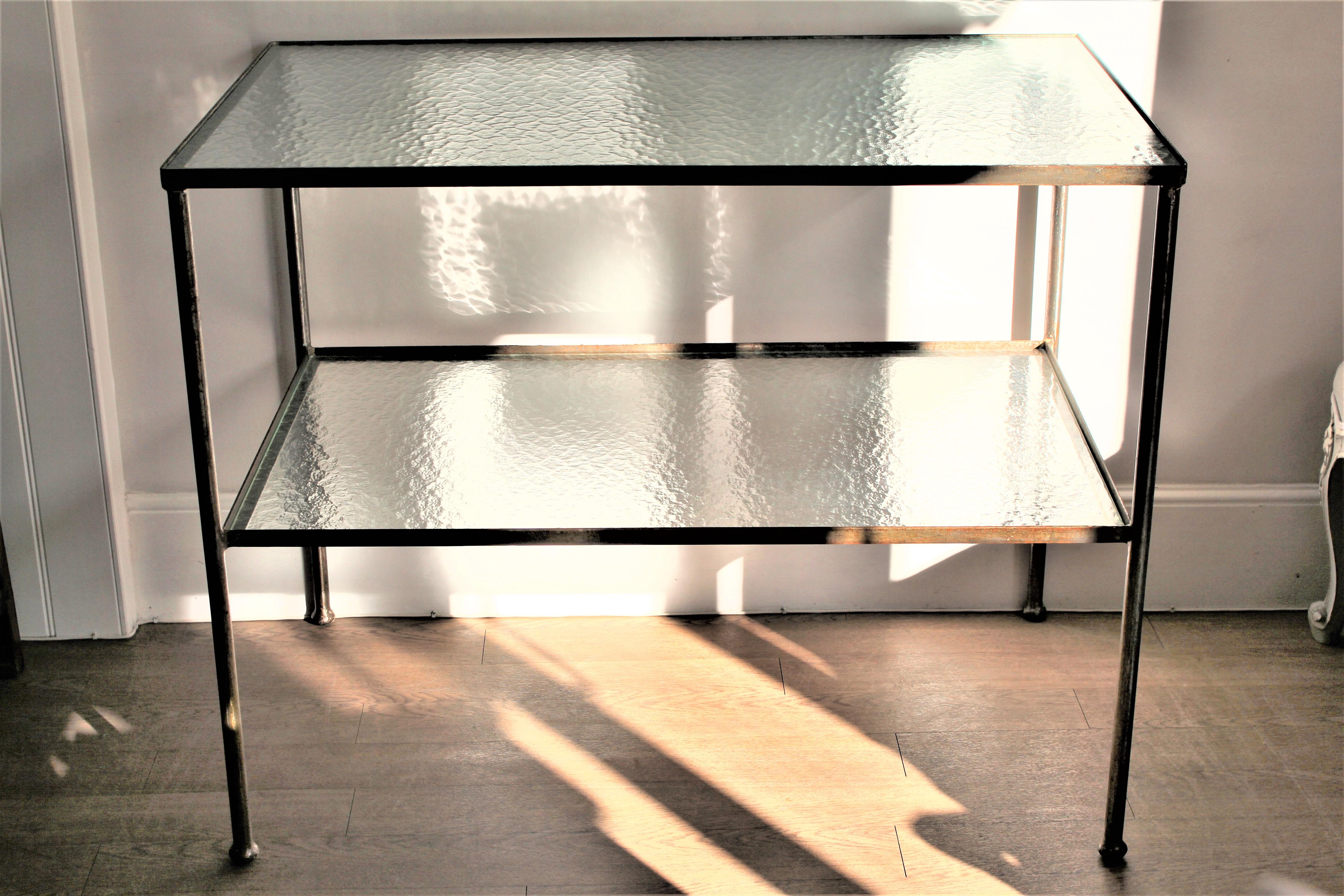 Antique Art Deco 1930s French Continental Metal Structure Glass Console Table In Good Condition For Sale In Dorking, Surrey