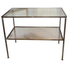 Antique Art Deco 1930s French Continental Metal Structure Glass Console Table