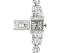 Antique Art Deco 1930s Hamilton 12.00 Carat Diamond Watch Bracelet