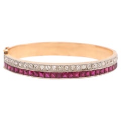 Bracelet à charnière en saphir rose et diamant, Arte Antiques Art Deco 1930s