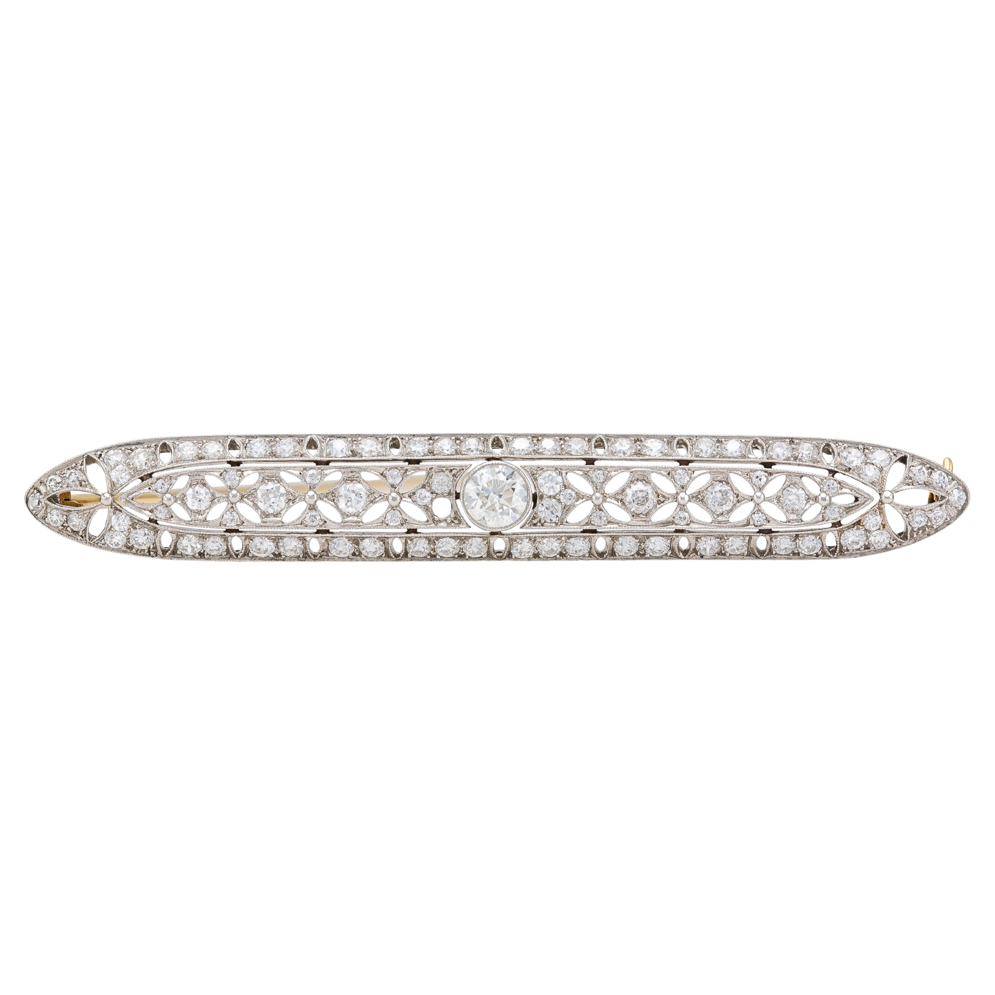 Antique Art Deco 1930s Tiffany & Co. 5.00 Carat Diamond Bar Pin For Sale