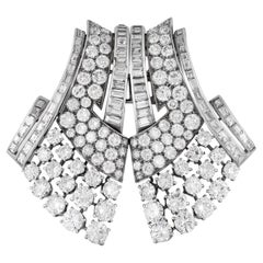Antique Art Deco 1930s Van Cleef & Arpels 30.00 Carat Diamond Double Clip Brooch