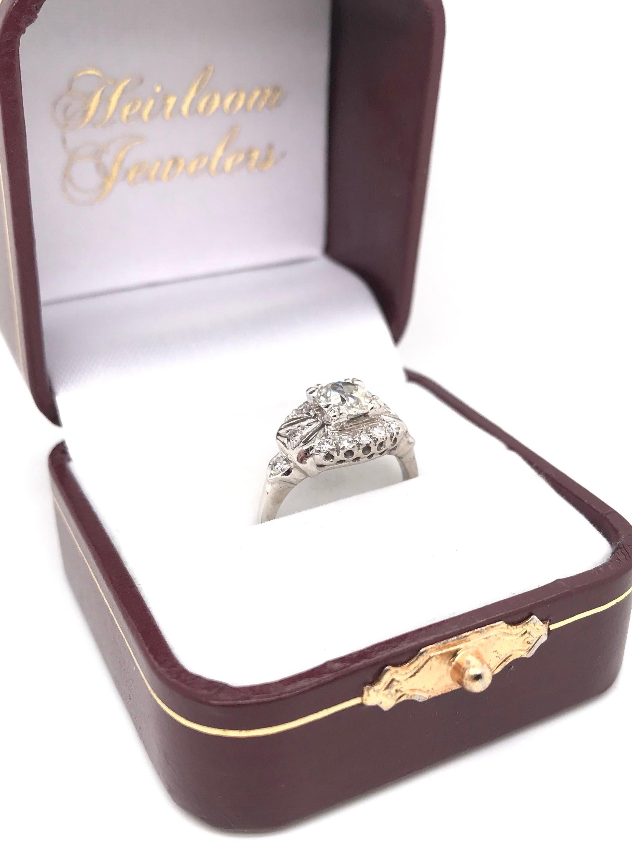 Antique Art Deco (1937) 0.80 Carat Diamond Ring For Sale 5