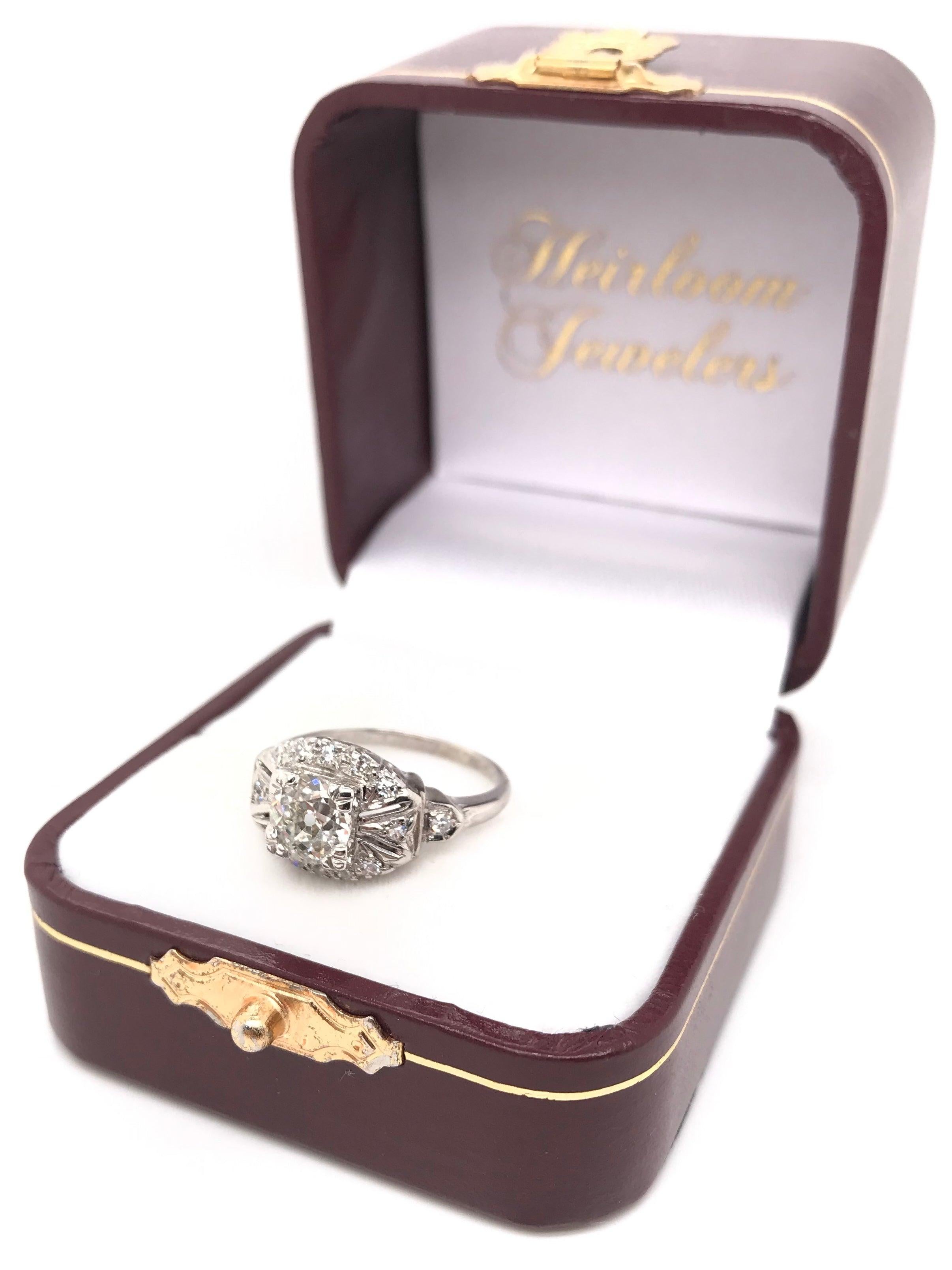 Antique Art Deco (1937) 0.80 Carat Diamond Ring For Sale 8