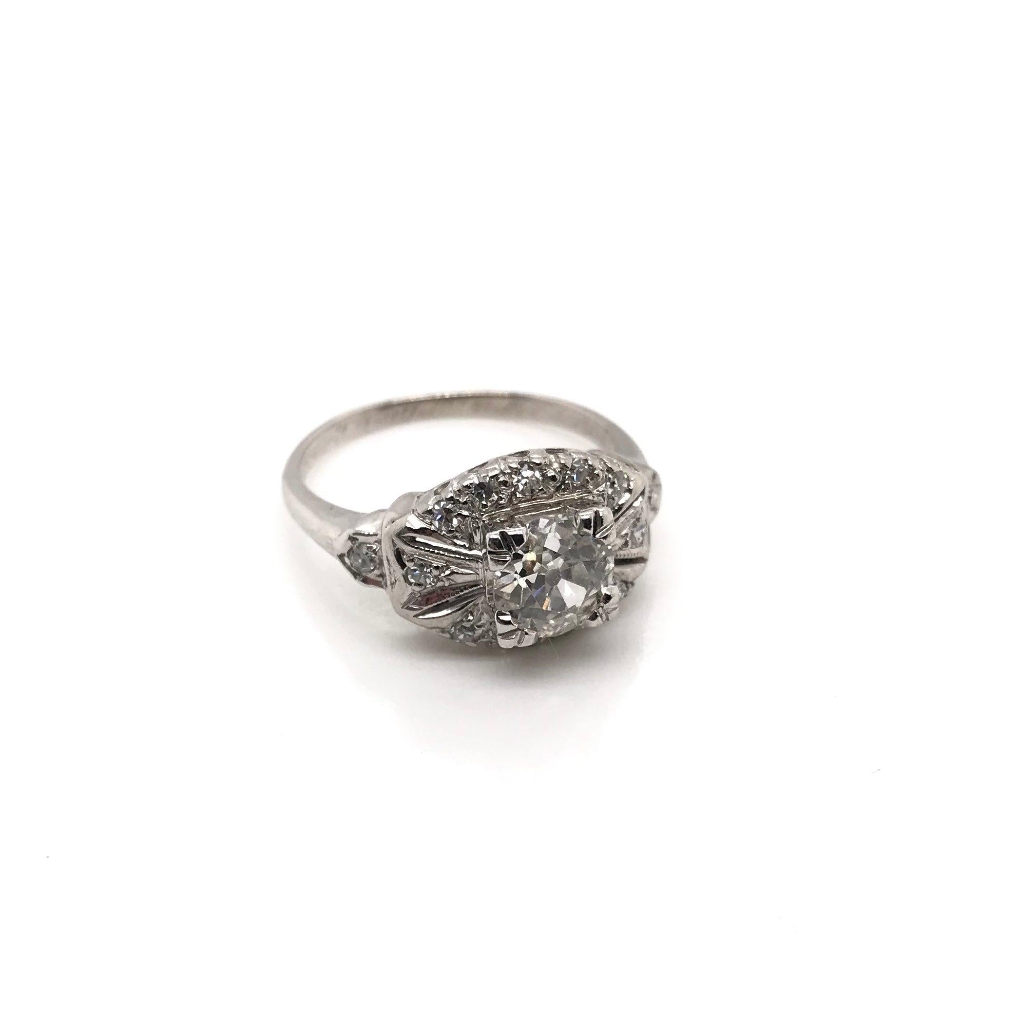 Antique Art Deco (1937) 0.80 Carat Diamond Ring In Good Condition For Sale In Montgomery, AL