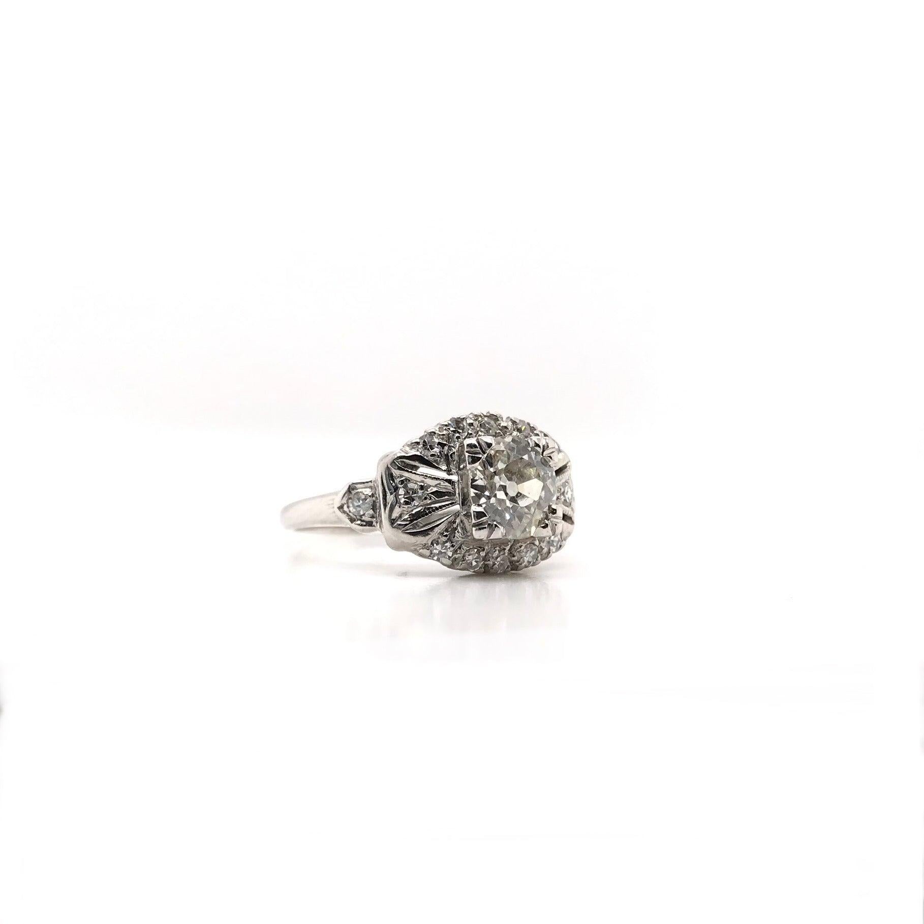 Women's Antique Art Deco (1937) 0.80 Carat Diamond Ring