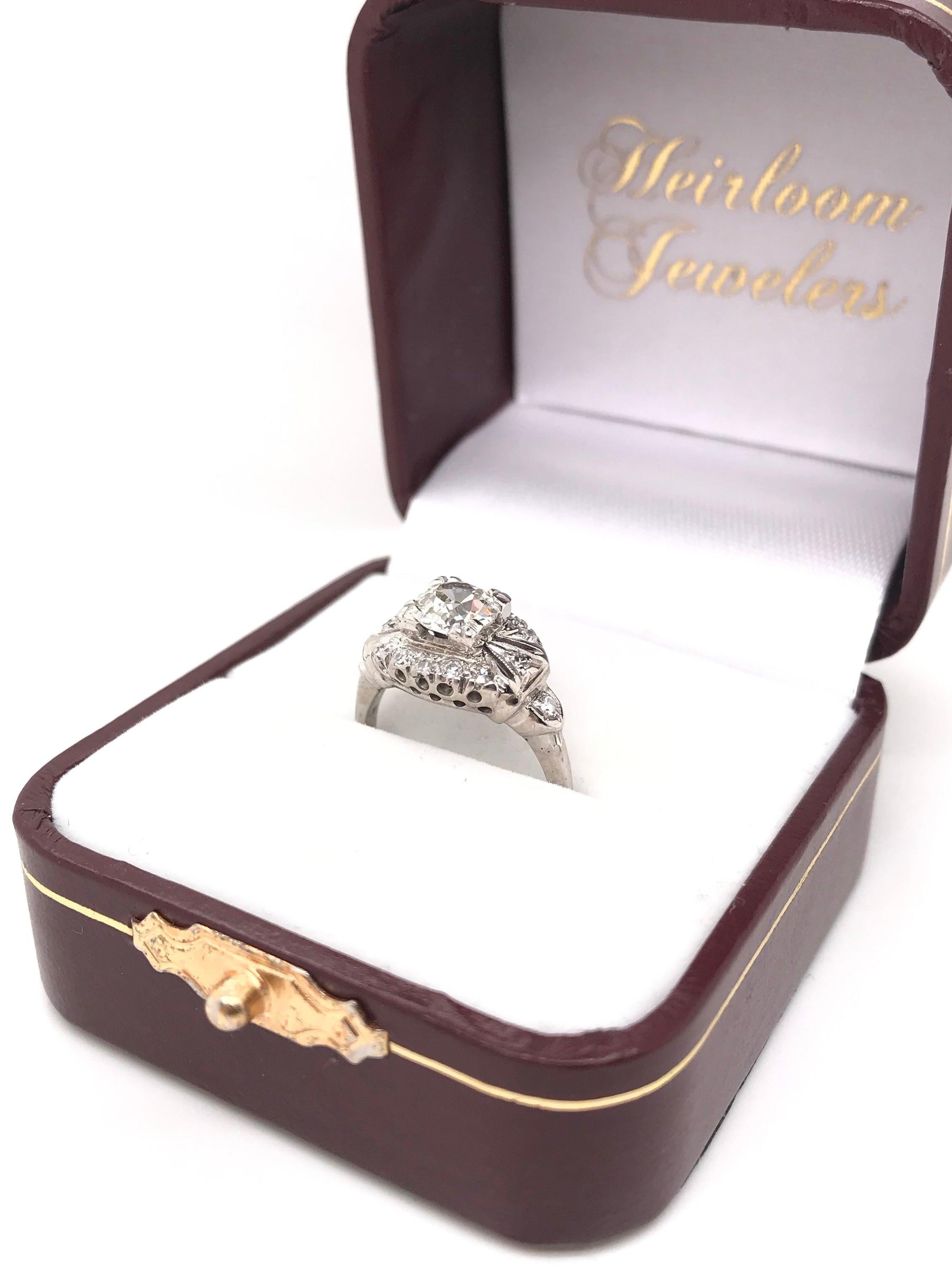 Antique Art Deco (1937) 0.80 Carat Diamond Ring For Sale 4