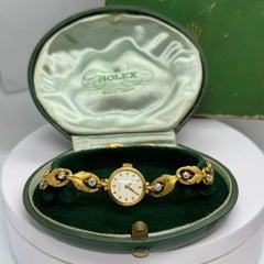 Antique Art Deco 1939 Rolex Ladies 18K Gold Diamond Manual Wind Watch 1.0CTW