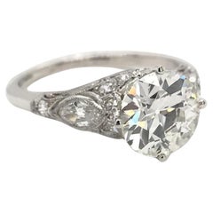 Antique Art Deco 2.02 Carat Diamond Solitaire Platinum Filigree Engagement Ring
