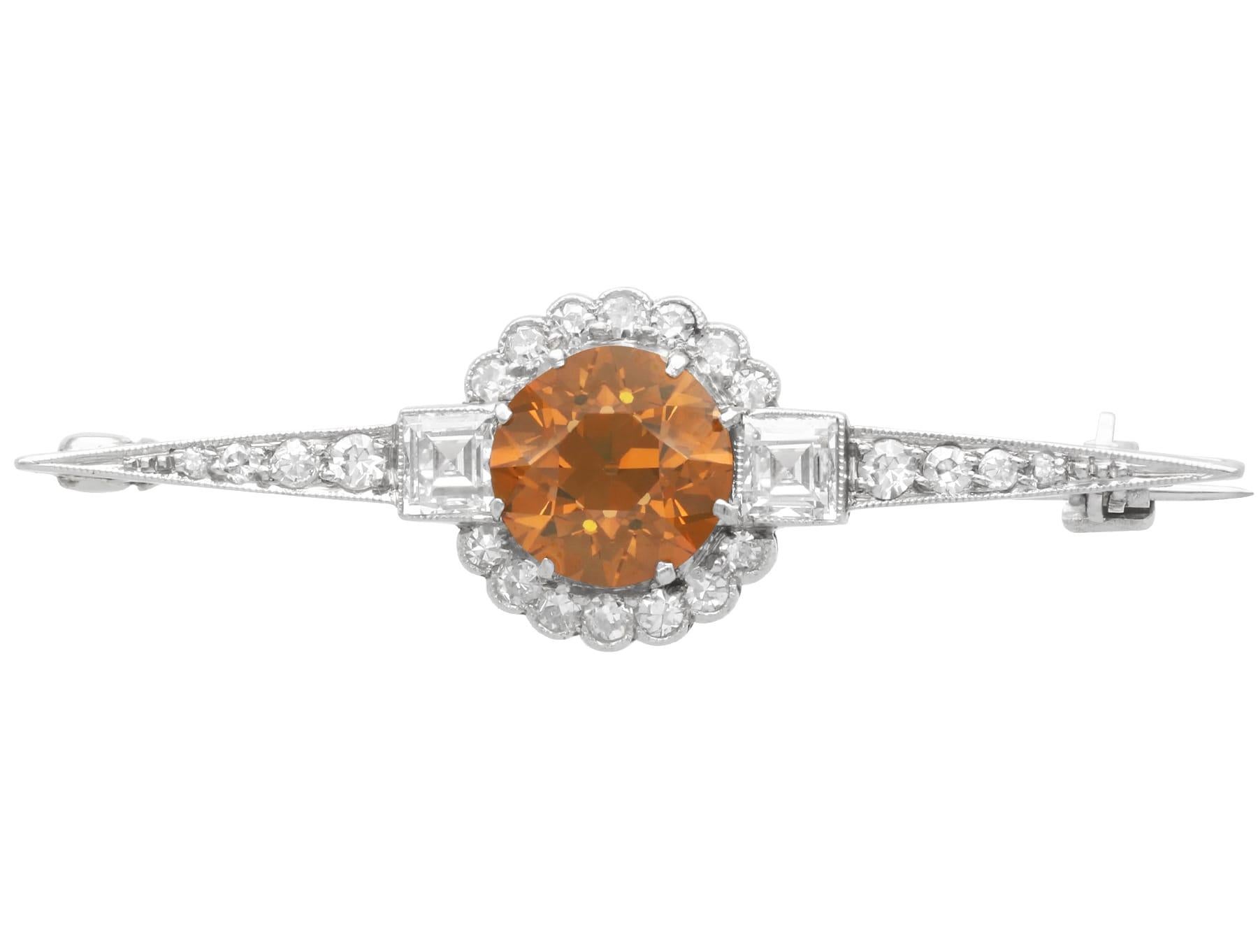 Antique Art Deco 2.18ct Diamond and 18ct White Gold Brooch Circa 1925
