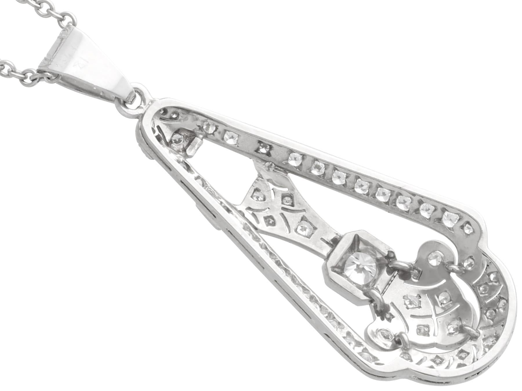 Women's or Men's Antique Art Deco 2.20 Carat Diamond and 14k White Gold Pendant Circa 1925 For Sale