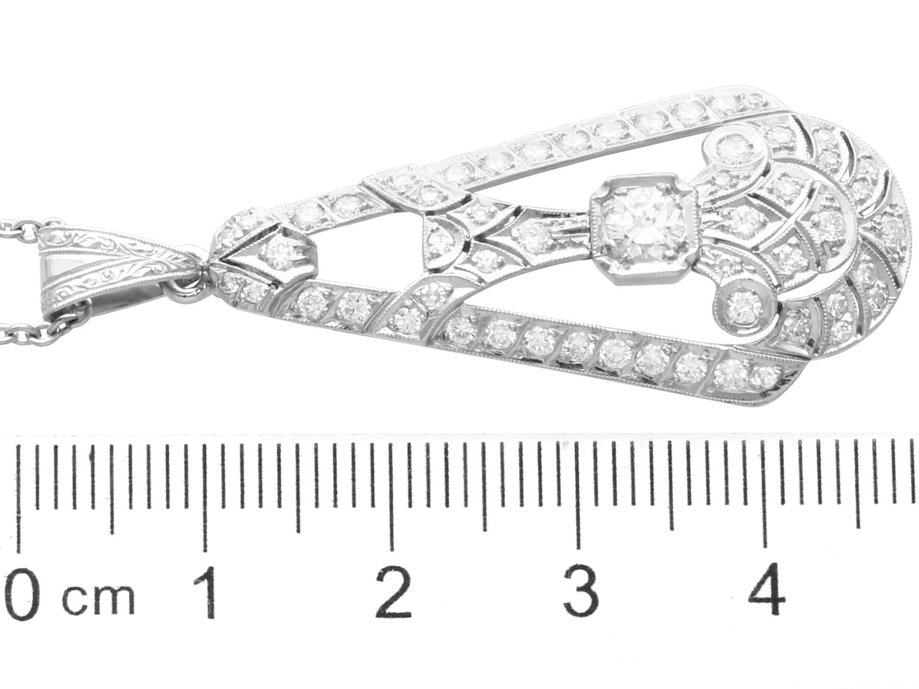 Antique Art Deco 2.20 Carat Diamond and 14k White Gold Pendant Circa 1925 For Sale 1