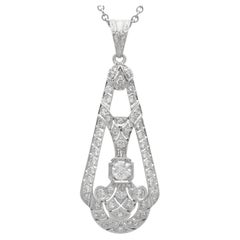 Antique Art Deco 2.20 Carat Diamond and 14k White Gold Pendant Circa 1925