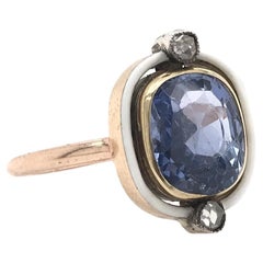 Antique Art Deco 2.50 Carat Ceylon Sapphire Enamel and Diamond Ring
