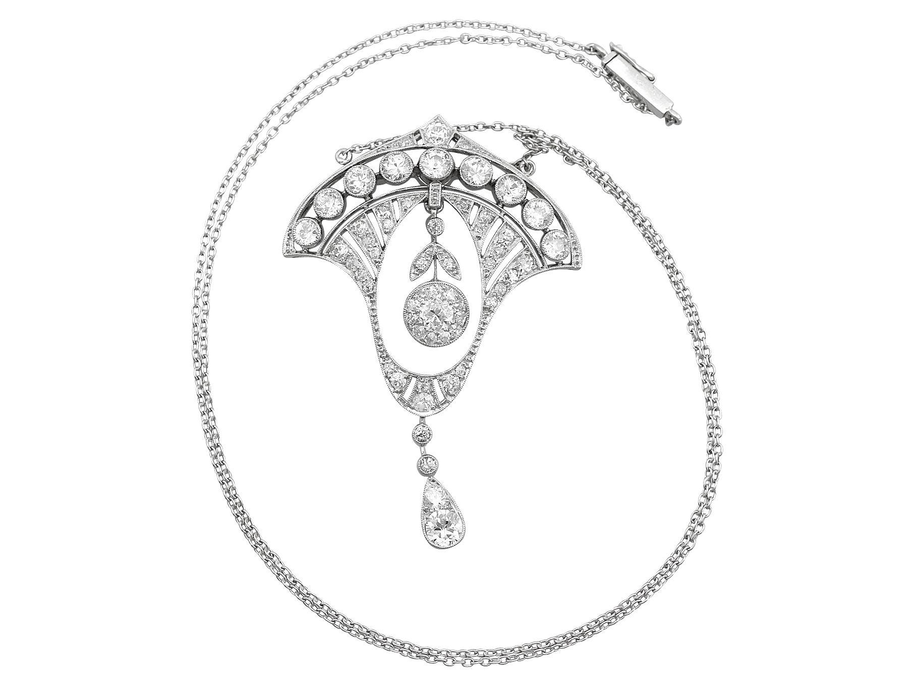 Art Déco Antica collana Art Deco con diamanti e platino da 2,86 carati, 1930 circa in vendita