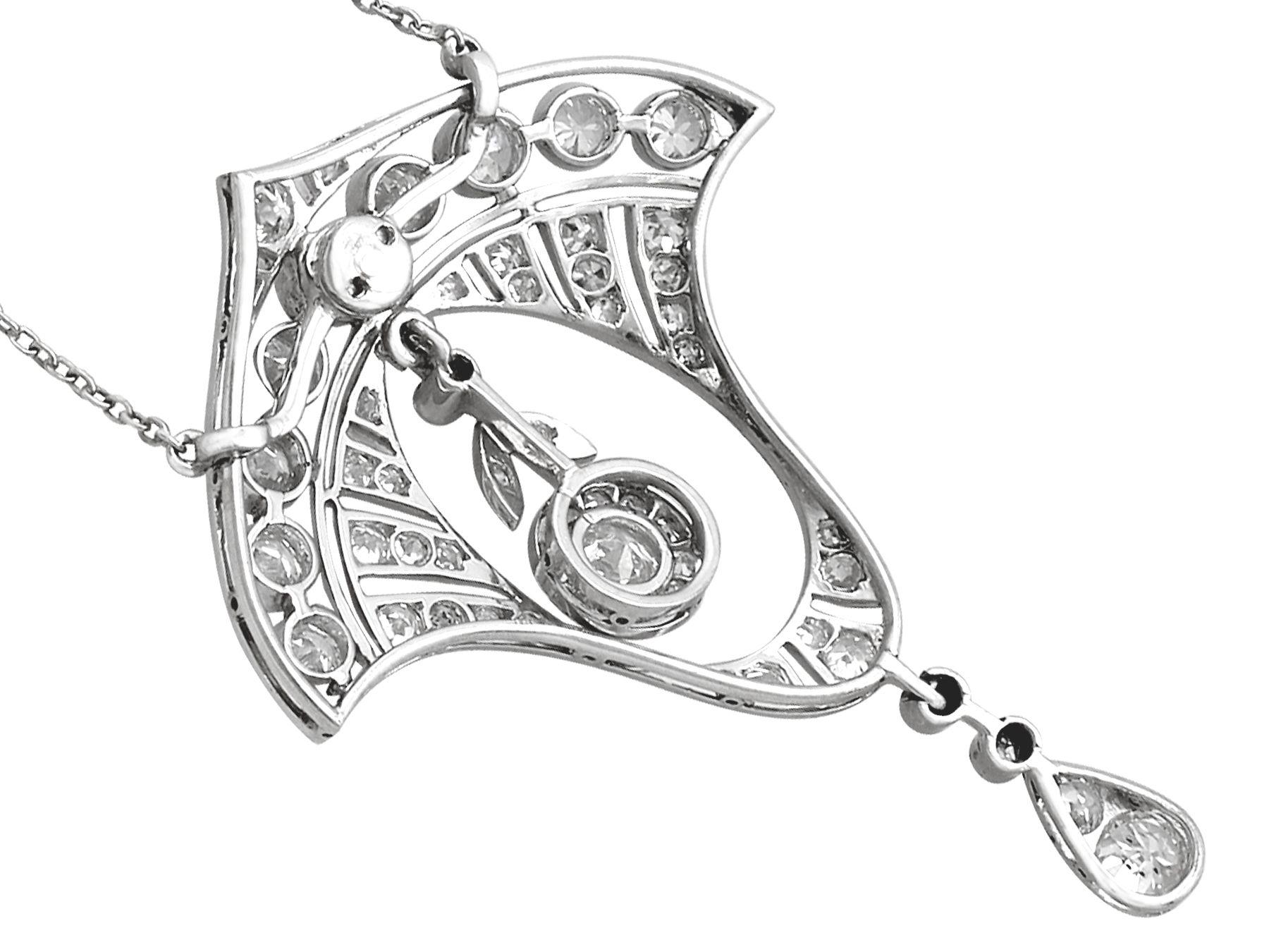 Antica collana Art Deco con diamanti e platino da 2,86 carati, 1930 circa In condizioni ottime in vendita a Jesmond, Newcastle Upon Tyne