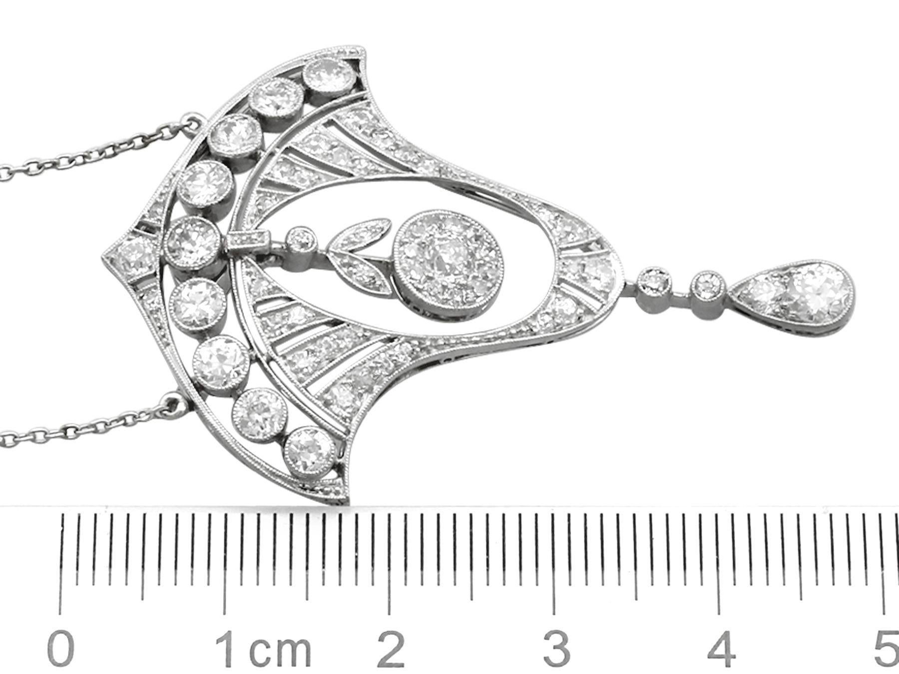 Donna Antica collana Art Deco con diamanti e platino da 2,86 carati, 1930 circa in vendita