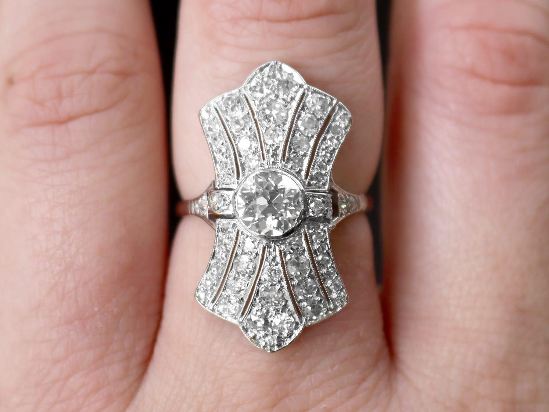 A stunning, fine and impressive antique 1930s Art Deco 2.88 carat diamond and platinum dress ring; part of our diverse antique jewellery and estate jewelry collections.

This stunning, fine and impressive Art Deco ring has been crafted in