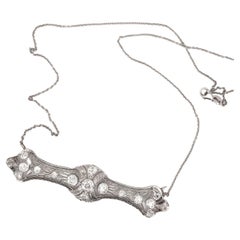 Antike filigrane Art-Déco-Halskette, 3 Karat DTW Diamant und Diamant