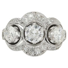 Antique Art Deco 3 Stone Diamond Platinum Engagement Ring