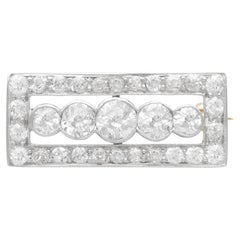 Antique Art Deco 3.18 Carat Diamond and 14k Yellow Gold Brooch Circa 1920