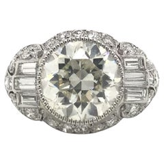 Antique Art Deco 3.20 Carat Diamond Platinum Ring