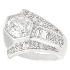 Antique Art Deco 3.24 Carat Diamond and Platinum Cocktail Ring
