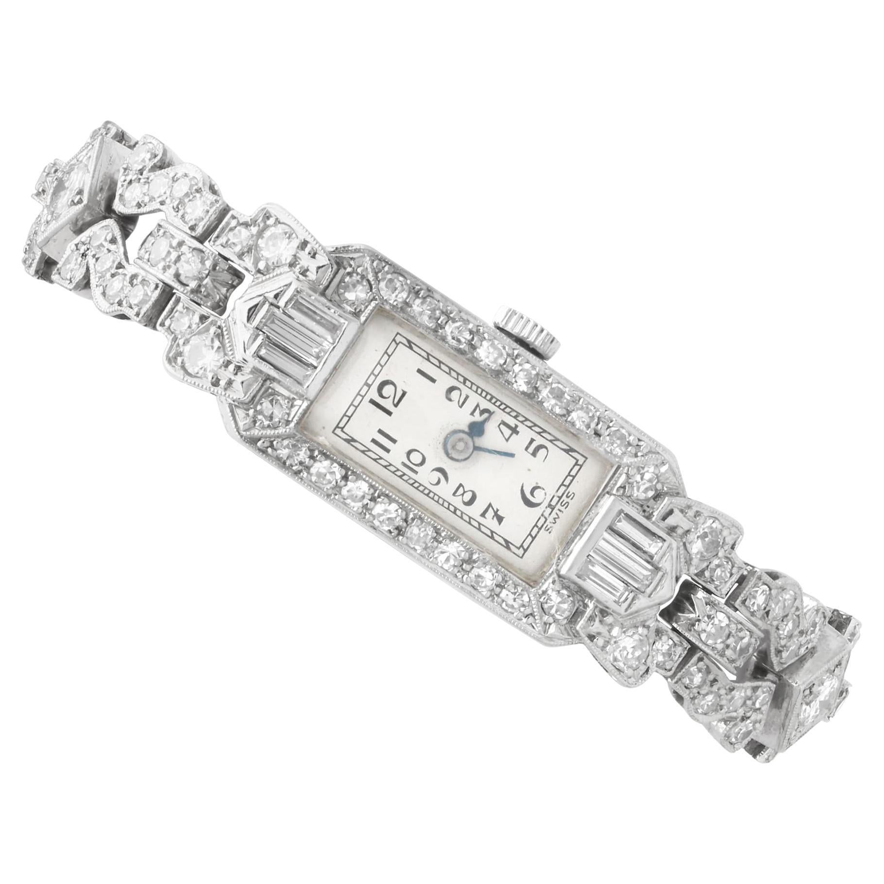 Antique Art Deco 3.45 Carat Diamond and Platinum Cocktail Watch Circa 1925