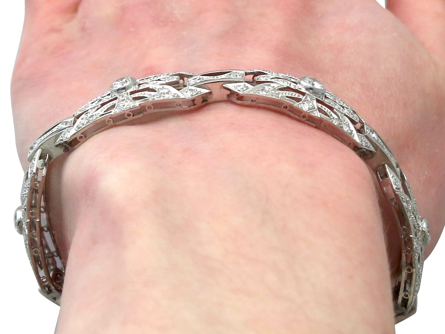 Antique Art Deco 3.86ct Diamond and Platinum Bracelet For Sale 3