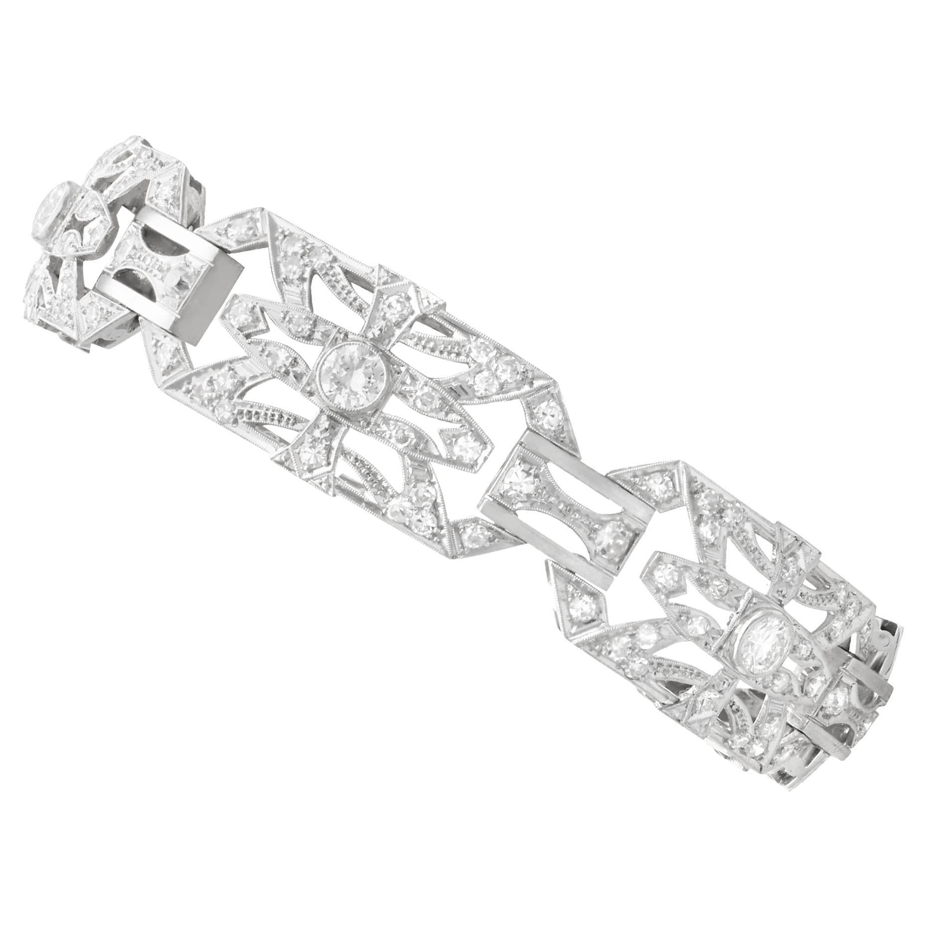 Antique Art Deco 3.86ct Diamond and Platinum Bracelet For Sale