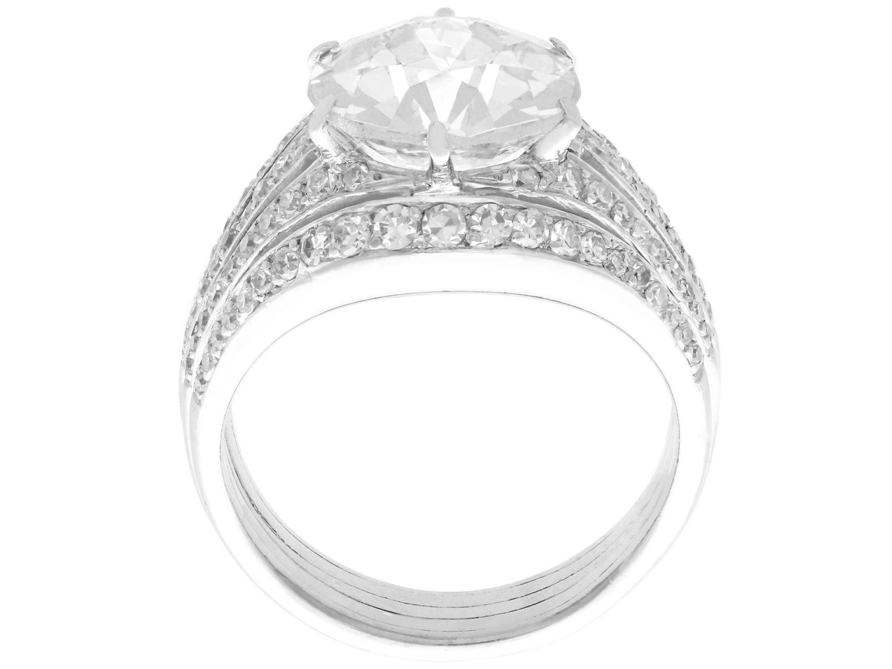 Women's Antique Art Deco 3.98 Carat Diamond and Platinum Cocktail Ring