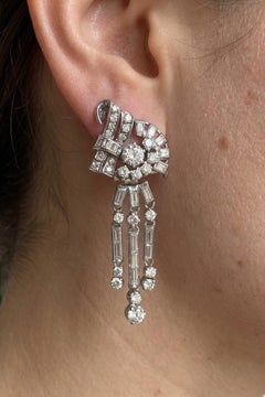 Orecchini a goccia in stile Art Deco da 4,00 carati con diamante "Night and Day" in 18kt
