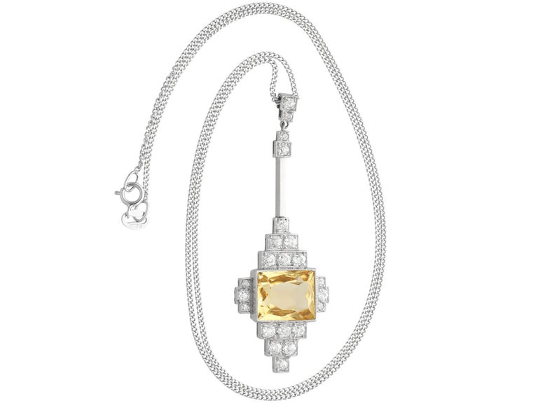 Pendentif Art Nouveau Or 18 Carats Et Citrine - Bijou Ancien Authentique