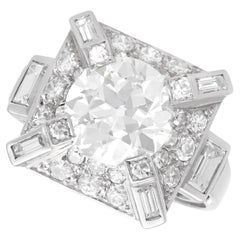 Antique Art Deco 4.51 Carat Diamond and Platinum Ring Circa 1930